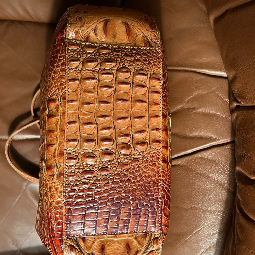 Brahmin Croc-Embossed Shoulder Bag in Rich Cognac and Amber - Picture 8 of 11
